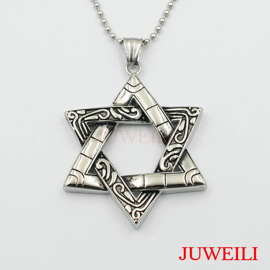Juweili Jewelry 1x Размеры 52x45 мм гексаграмма Звезда Давида Нержавеющая сталь кулон