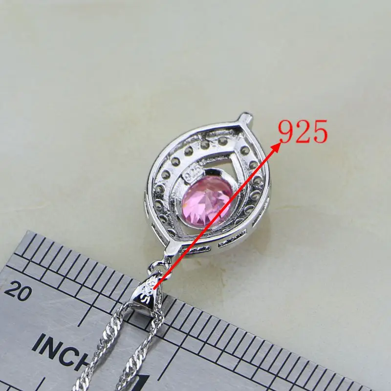 Ювелирные наборы из стерлингового серебра 925 пробы с розовым фианитом и белым