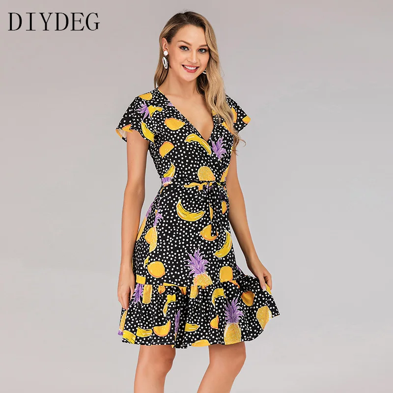 DIYDEG 2019 летние модные повседневные новые женские v образным вырезом на шнуровке с