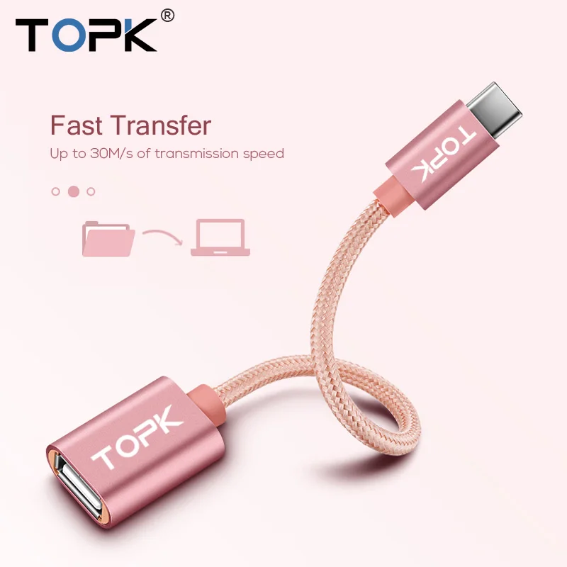 TOPK usb type C к USB OTG кабель адаптер для Xiaomi Mi5 Mi4C Nexus 5X6 P Macbook c зарядное устройство