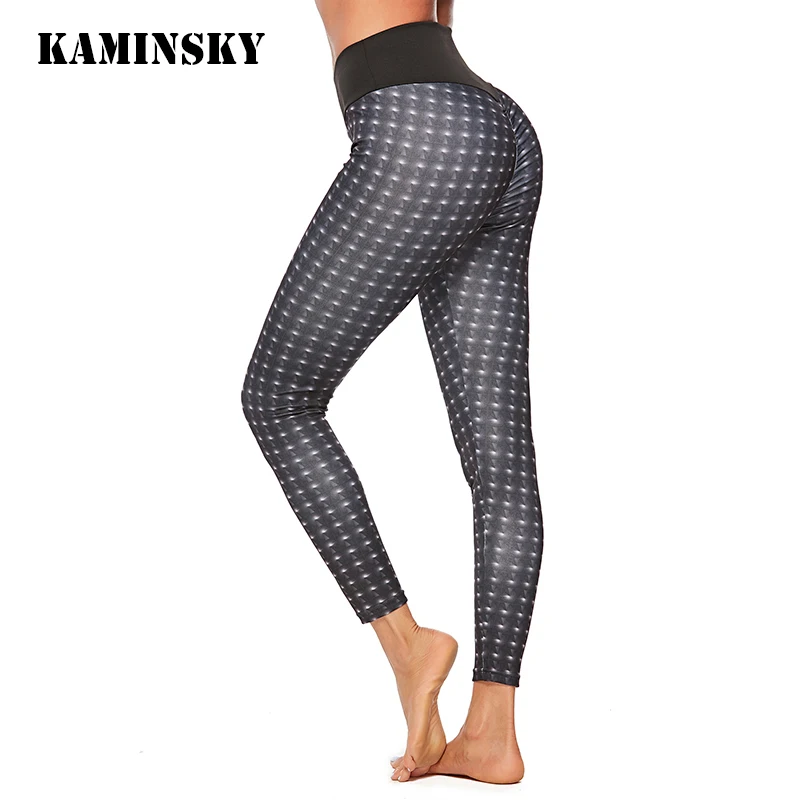 Женские спортивные Леггинсы Kaminsky с 3D Цифровым принтом штаны высокой талией и пуш