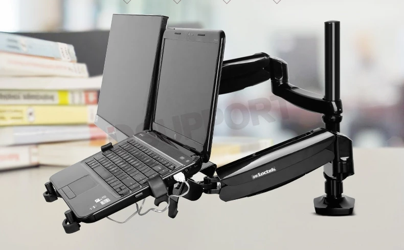 Dual Use Notebook/ Laptop Mount Arm + Monitor Holder With USB Fan Lapdesk for 15.6 inch Laptop and 10