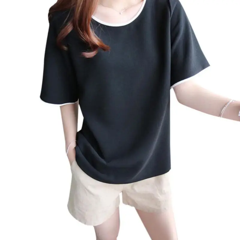 Модные женские футболки однотонные Женские с коротким рукавом повседневные