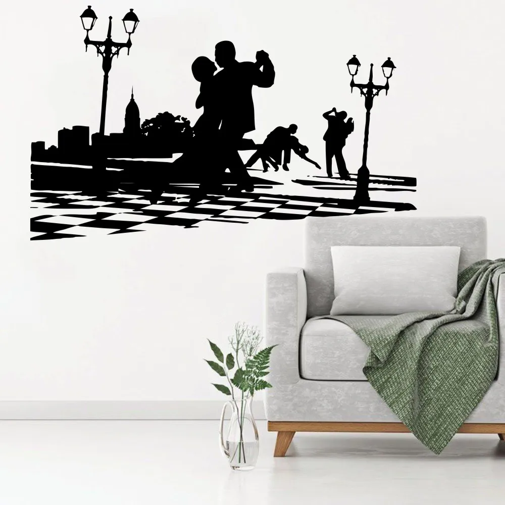 Художественная балерина танцоры силуэт Наклейка на стену Dacing Tango Сальса Break