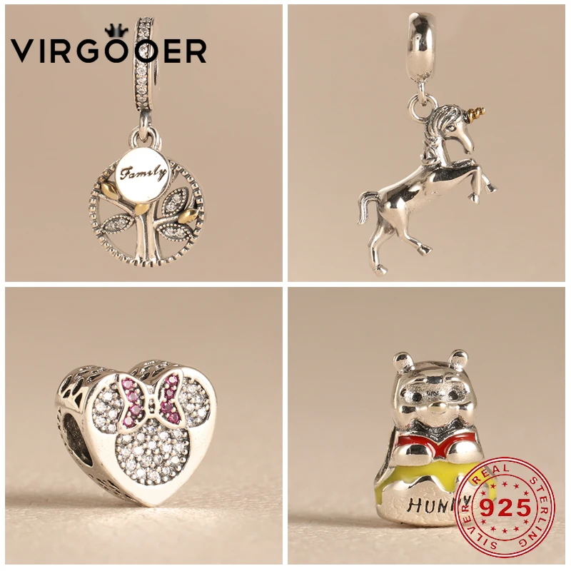 Virgooer Jewelry 925 Sterling Silver Family Horse Mickey Beads Pendants For Making Fit Original Pandora Charm Bracelets |