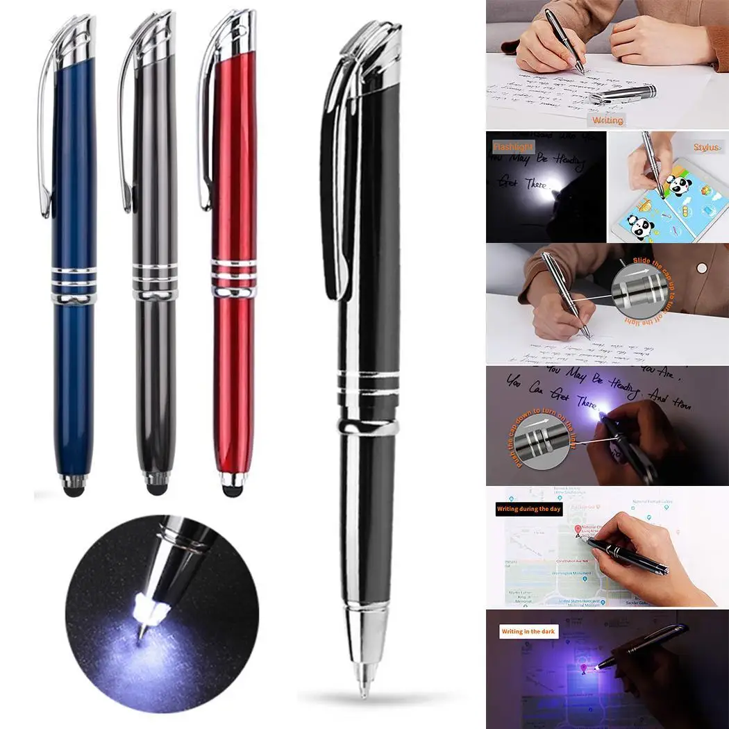 3-in-1 Function Touch Stylus LED Flashlight 132mm Ball-point Red Gray Blue Black 21.5g Pen 12.5mm | Канцтовары для офиса и