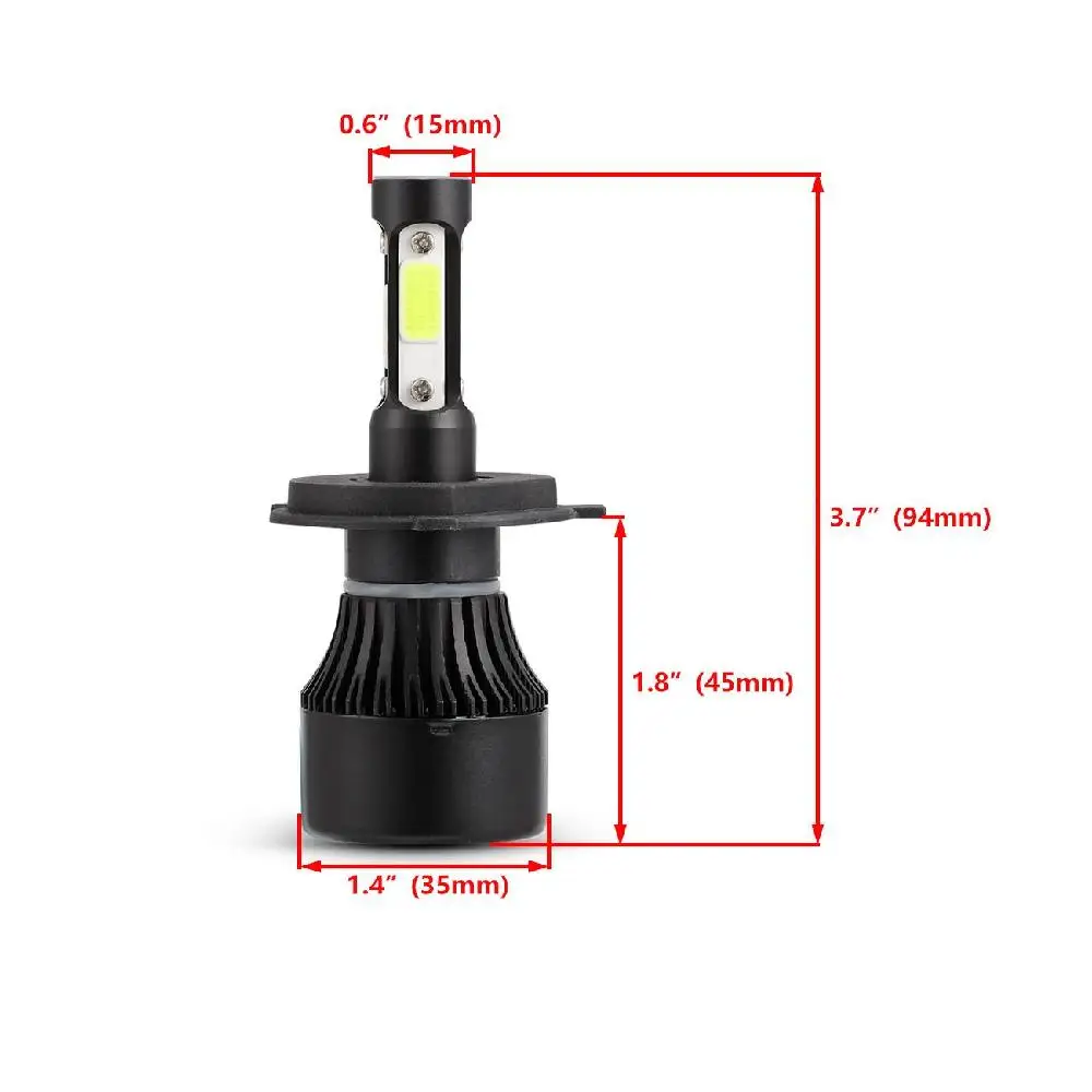Oslamp H4 Hi короче спереди и длиннее сзади) 100 W 10000lm светодиодный фар автомобиля лампы 4 стороны люмен 6500 K COB светодиодные Авто Свет 12 v 24 v для Ford/Nissan Kia