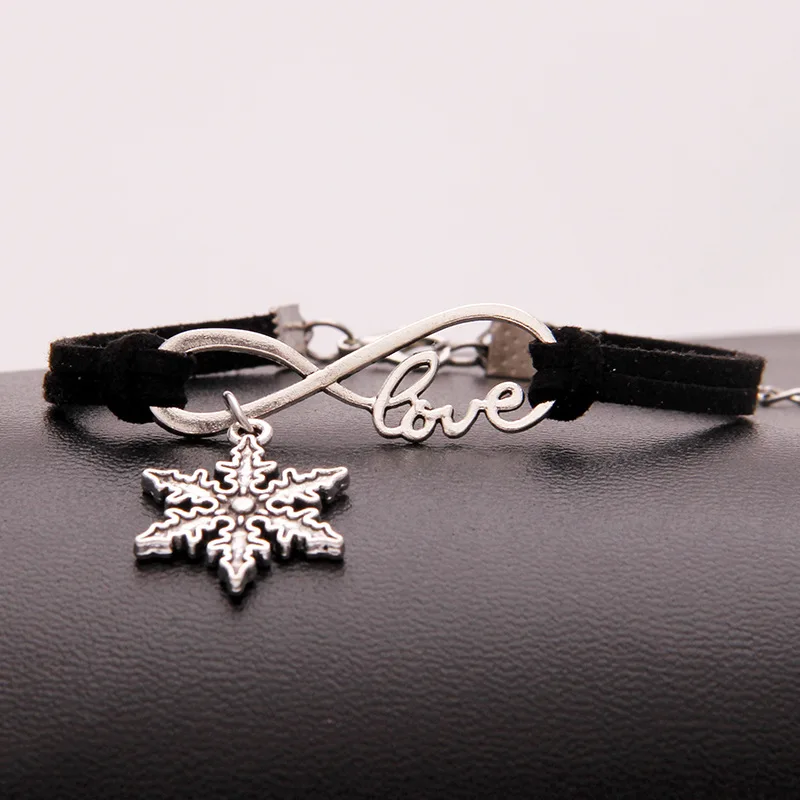 Популярные Модные женские ювелирные изделия древнее серебро снежинка Infinity Love charm