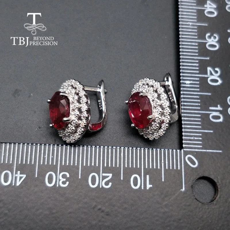 TBJ,925 sterling silver natural good color ruby classic clasp earrings anniversary best gift for mother or wife fine jewelry