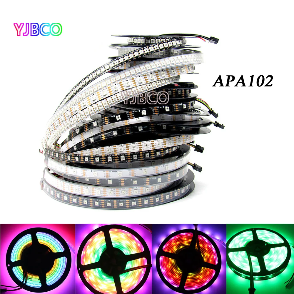 Светодиодный APA102/SK9822 30/36/60/96/144 светодиодный s/метр APA102C 5 в полноцветный гибкий светильник IP30/IP65/IP67 Черный PCB Белый PCB