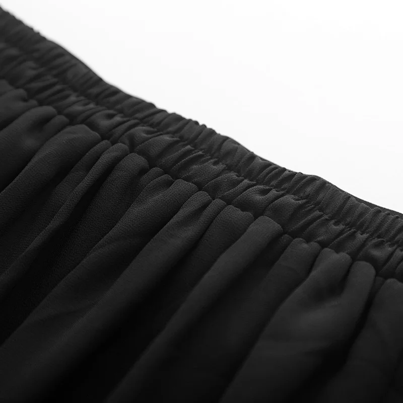 

New Woman Summer Chiffon Elastic Waist Sexy Long Side Slit Skirts Fashion Saias Female Open Cut Skirt Pure Color Casual Skirts
