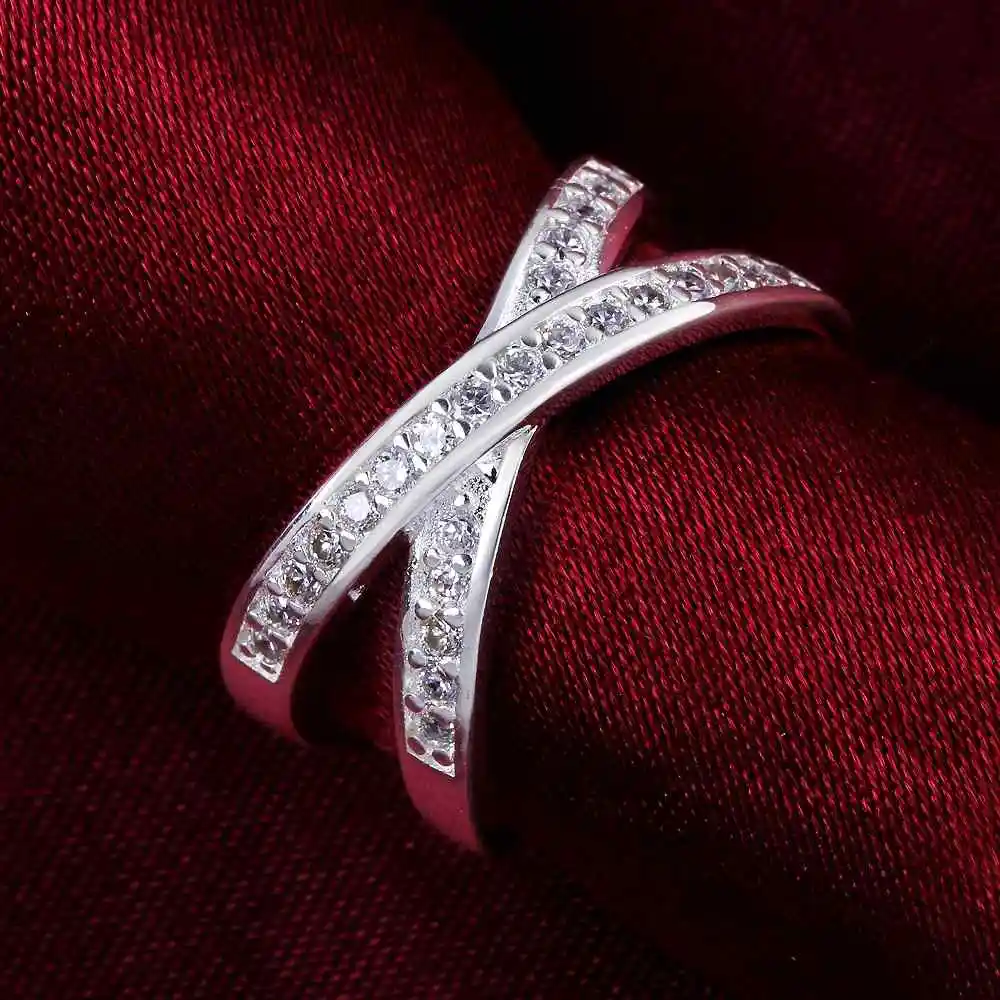 free shipping 925 silver Fashion Jewelry x two circle te Bulgary men wedding ring for women SMTR487 | Украшения и аксессуары