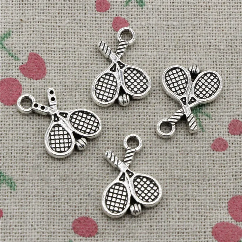 27pcs Charms tennis racket 18*14mm Tibetan Silver Vintage Pendants For Jewelry Making DIY Bracelet Necklace | Украшения и