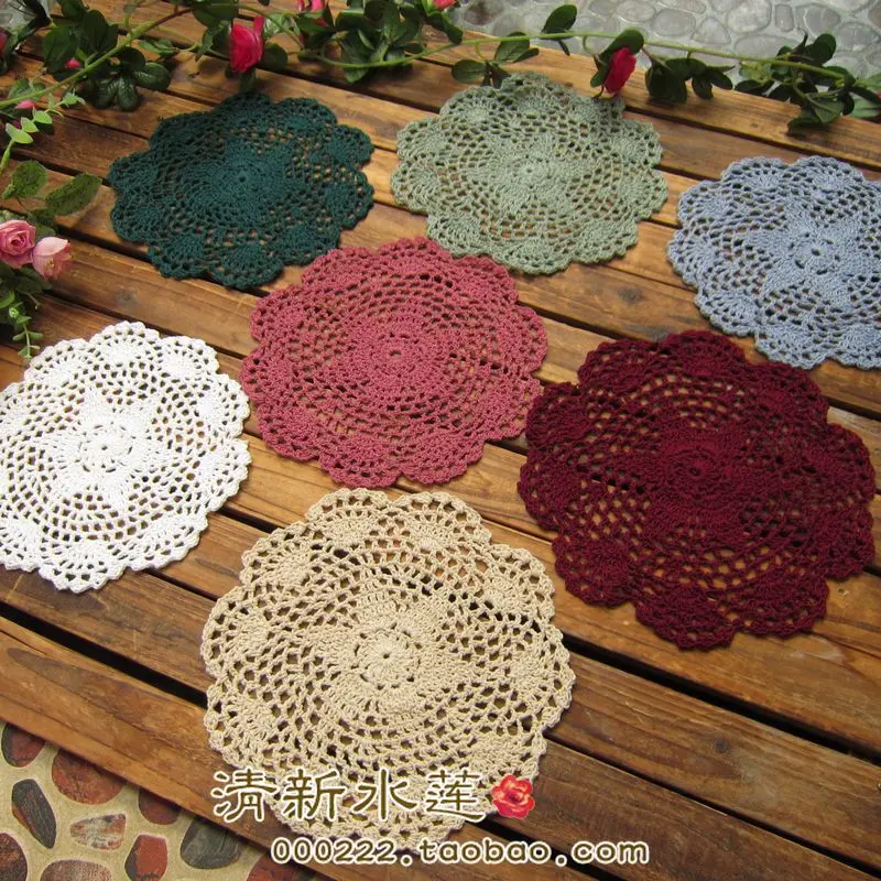20 cm 10 pcs Handmade Crocheted Cotton Table Decoration Cloth Home Coffee Mats Cup Mug Pads Coaster Kitchen Dining Bar Accessory | Дом и сад