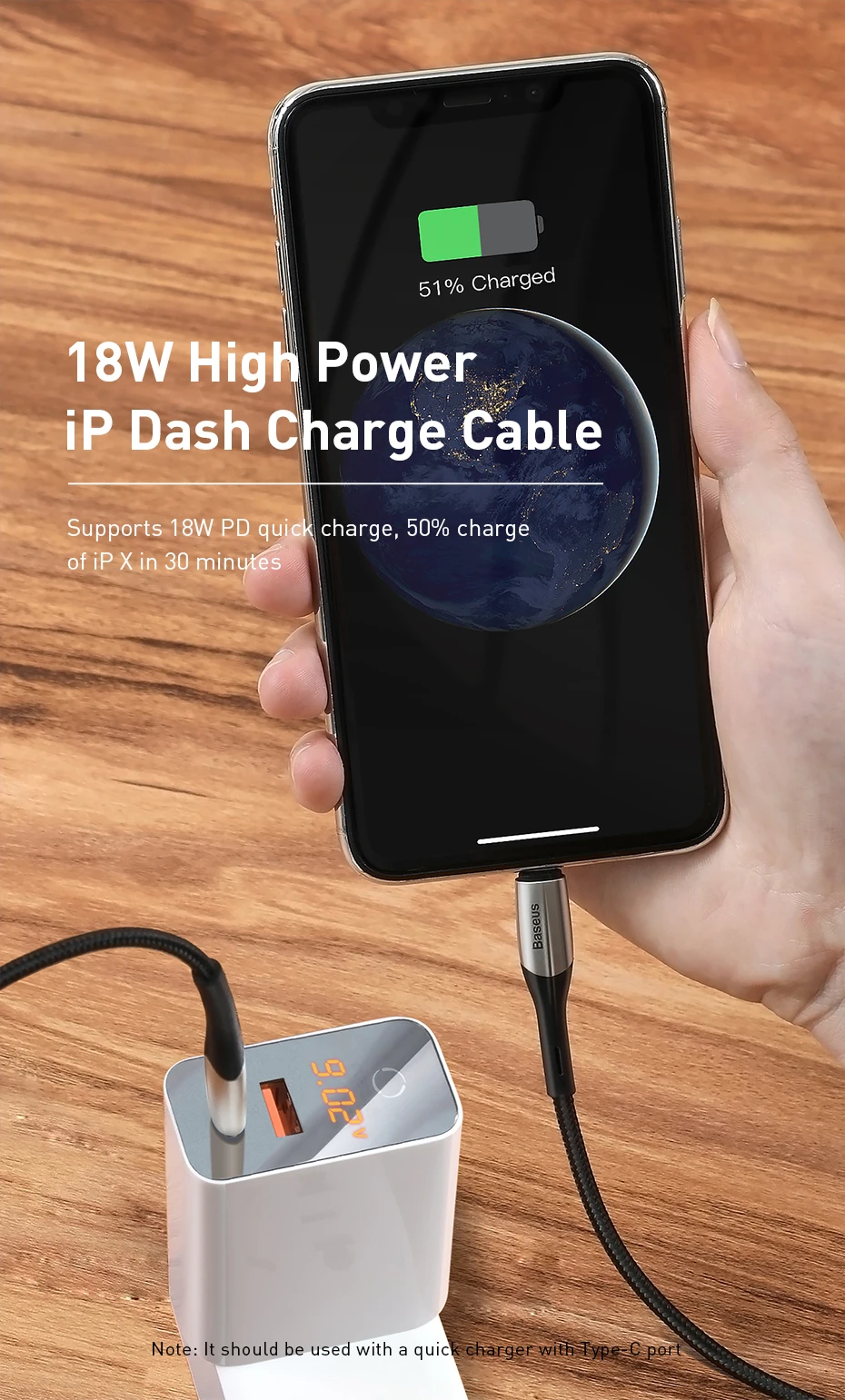 Baseus 18 Вт USB кабель type C к ip-порту для iPhone samsung Xiaomi PD кабель для быстрой зарядки USB-C зарядное устройство кабель для мобильного телефона type-C