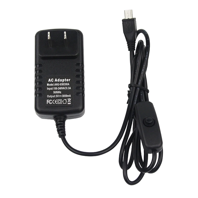 5 в 3 А для Raspberry Pi B + блок питания Micro USB адаптер переменного тока с переключателем