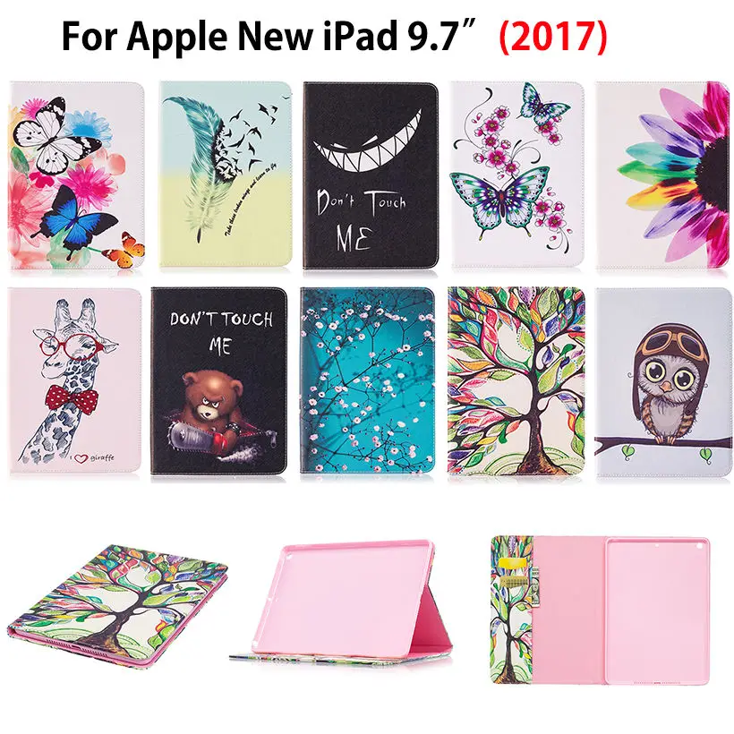 

PU leather Tablet Case For Apple iPad 9.7 2018 2017 6th 5th Generation A1893 A1954 Cover Funda butterfly Painted Coque Shell