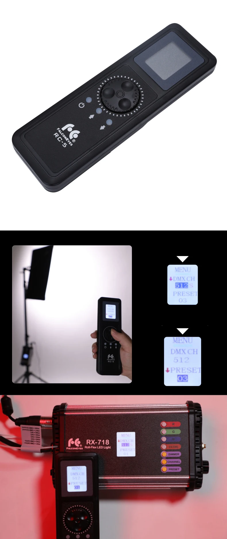 Falcon Eyes 300W светодиодный RGB светильник для фотосъемки в рулоне-гибком виде с эффектом режим сцены непрерывный светильник ing для Dslr видео студия RX-748 II