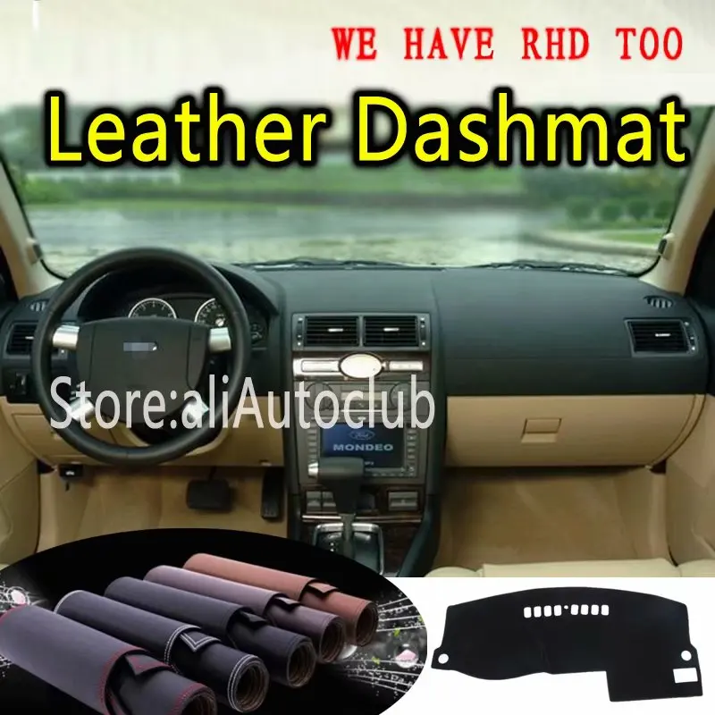 Для Ford Mondeo Mk3 2000 2001 2002 2003 2004 2005 2006 2007 кожаный Dashmat крышка приборной панели Dash коврик