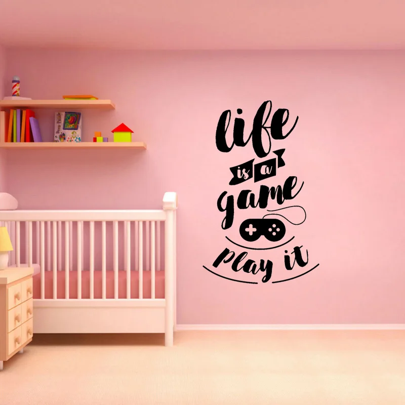YOJA 41 8 см * 65 Life Is A Game play it Настенная Наклейка для подростковой комнаты видео игра