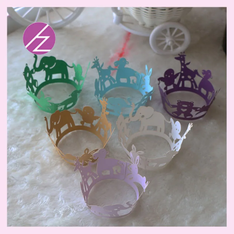 50pcs Cute Giraffe Elephant Bear Pattern Cupcake Wrapper Baby Shower Decorations Laser Cut Carved Paper Cup Party Favor | Дом и сад