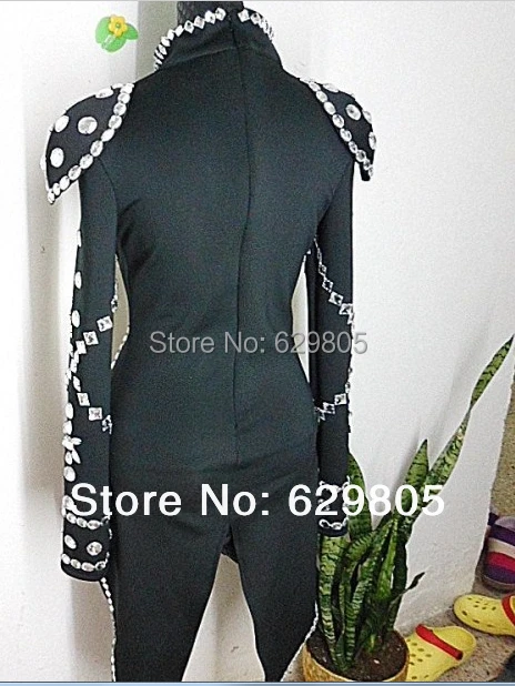 Наряды со стразами цельный женский Ds костюм сценическая одежда черные красные