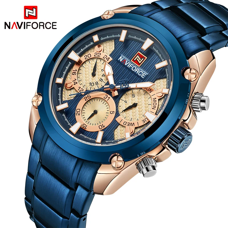 Часы наручные NAVIFORCE Мужские кварцевые роскошные брендовые модные спортивные