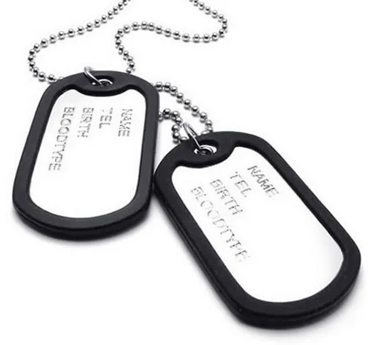 1 пара Мужская цепочка в армейском стиле с изображением собачьей бирки