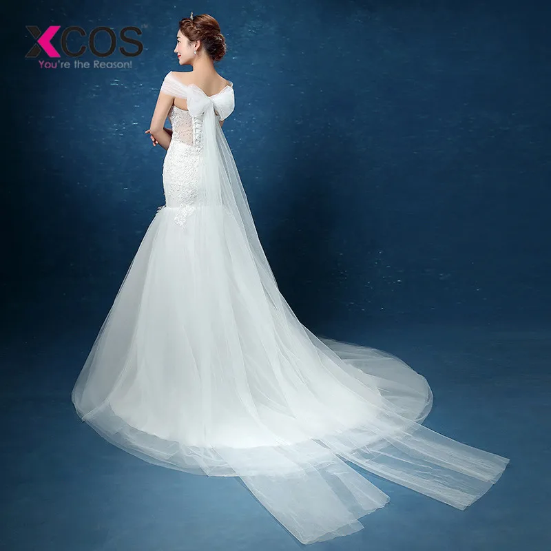XCOS Vestido De Noiva Princesa дешевое сексуальное свадебное платье русалки кружево как на