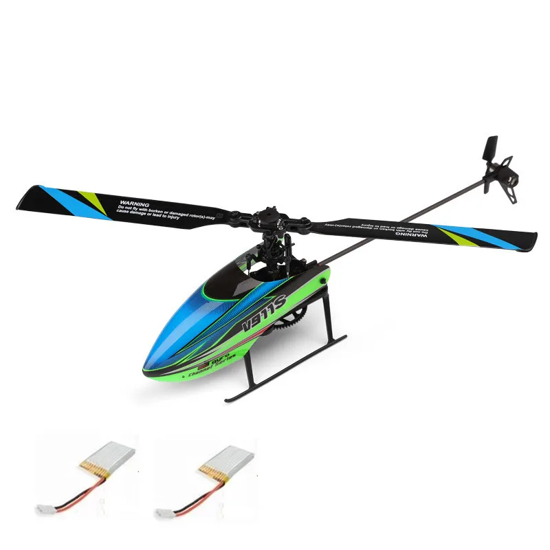 With 2 battery Электрический радиоуправляемый вертолет V977 Upgrade 2,4G 4CH 6G 6-Aixs Gyro Flybarless пульт дистанционного управления вертолет RTF с ЖК-пультом дистанционного управления - Цвет: With 2 battery
