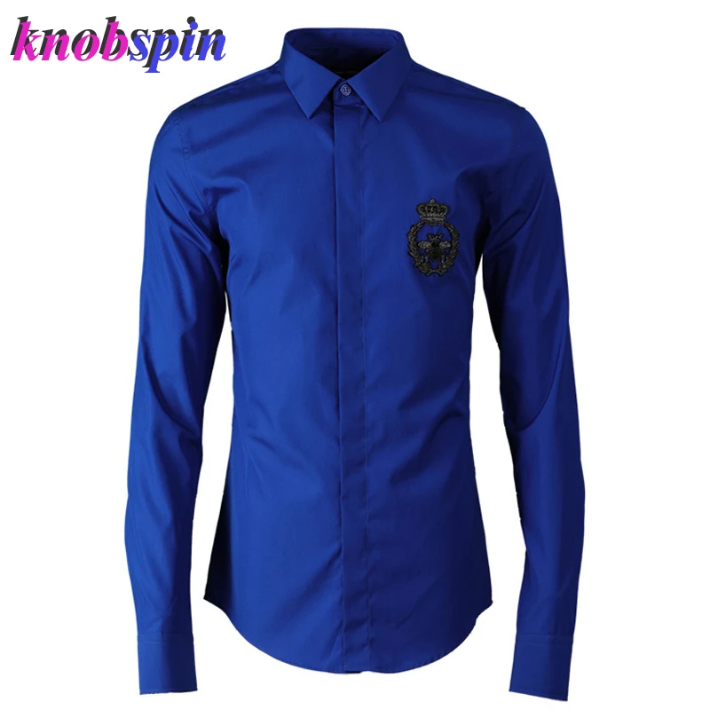 Brand Business male Dress Shirt 2019 turn-down collar Long sleeve 80% Cotton Shirts men Solid color Plus size Camisas masculina