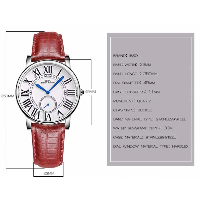 IBSO многофункциональные женские часы 2019 Топ бренд кварцевые из натуральной кожи с