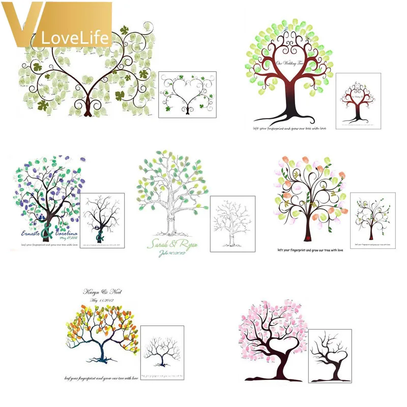 2 вида стилей DIY Свадебная вечеринка Подпись холст Гостевая книга отпечаток