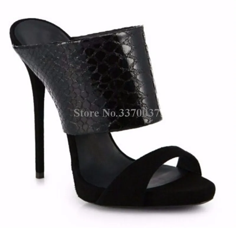 

Women Summer Sexy Gold Silver Black Slipper Sandals Super High Heel Sandals Thin Heel Slippers Charming Dress Shoes