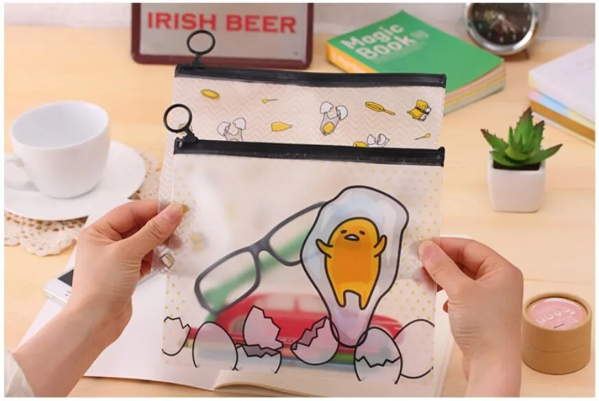 2 стиля мультфильм Gudetama ленивое яйцо ПВХ сумка документов папки файла