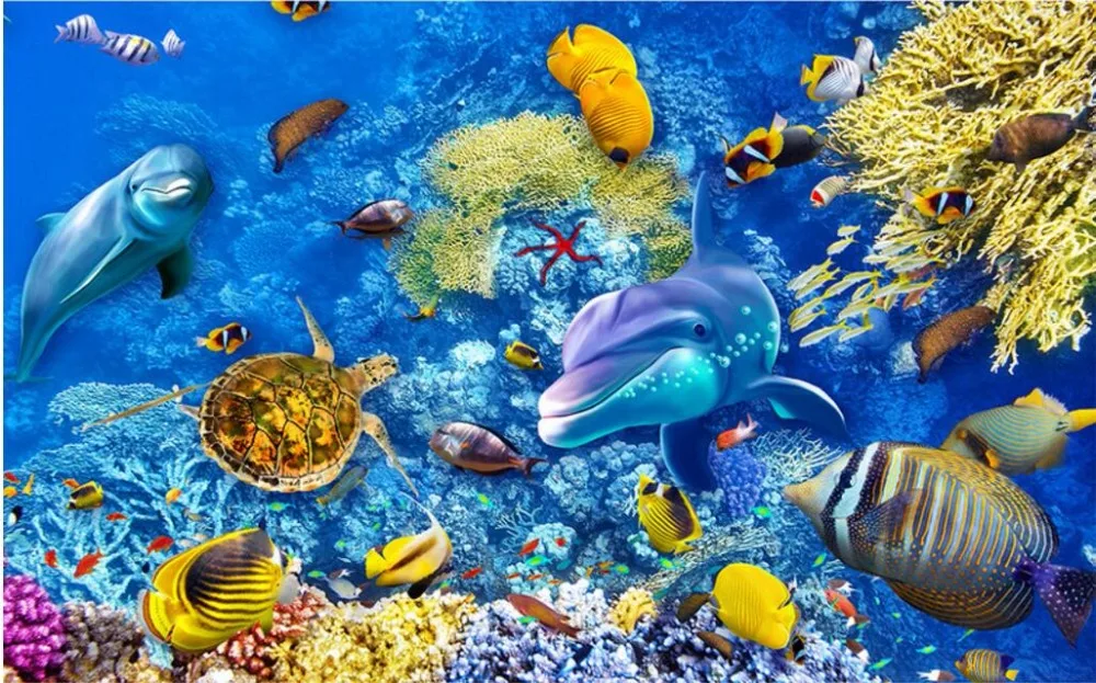 Фотообои на заказ 3d обои Коралловый морской мир рыба украшение для дома живопись