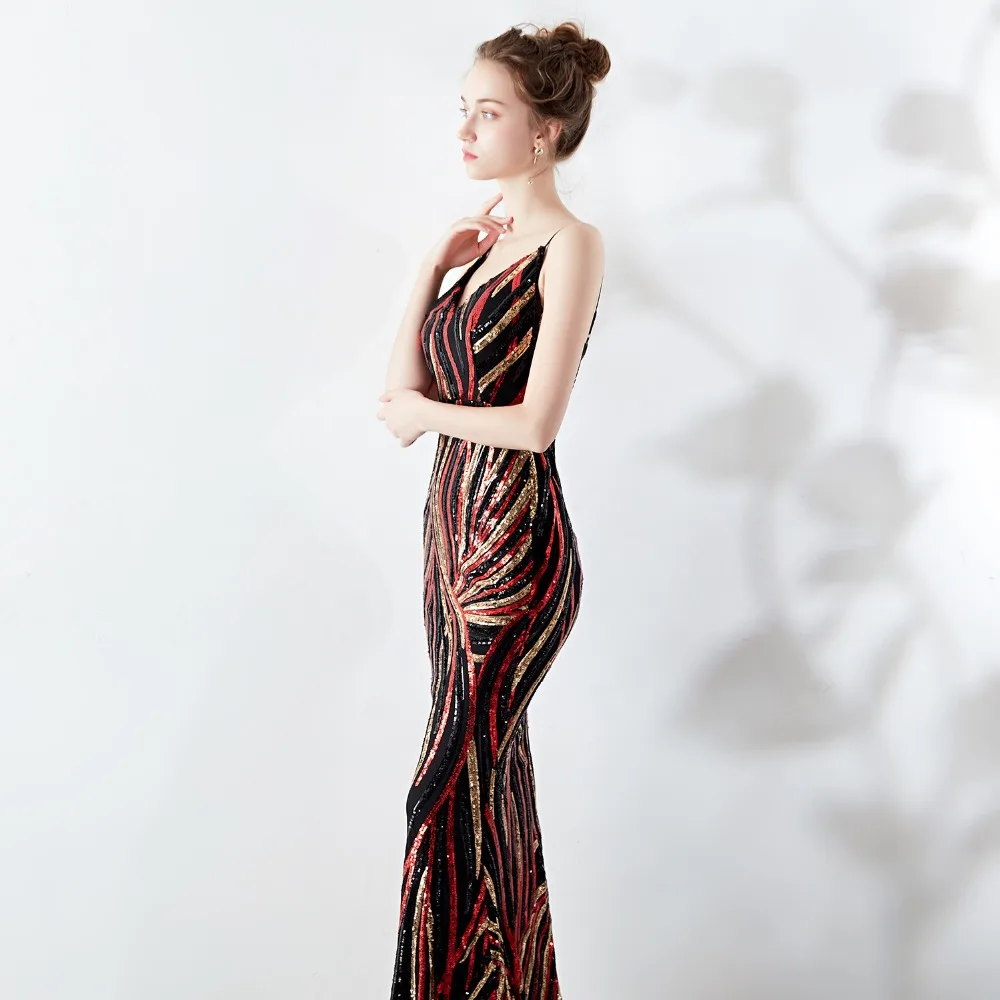 Sladuo пикантные Graciosa V образным вырезом площадках сделать Ombro блесток Vestidos Femininos
