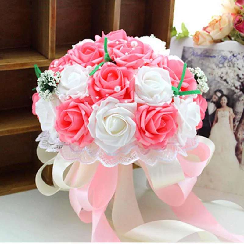 Оптовая продажа ручной работы PE искусственные цветы розы свадебные декоративные