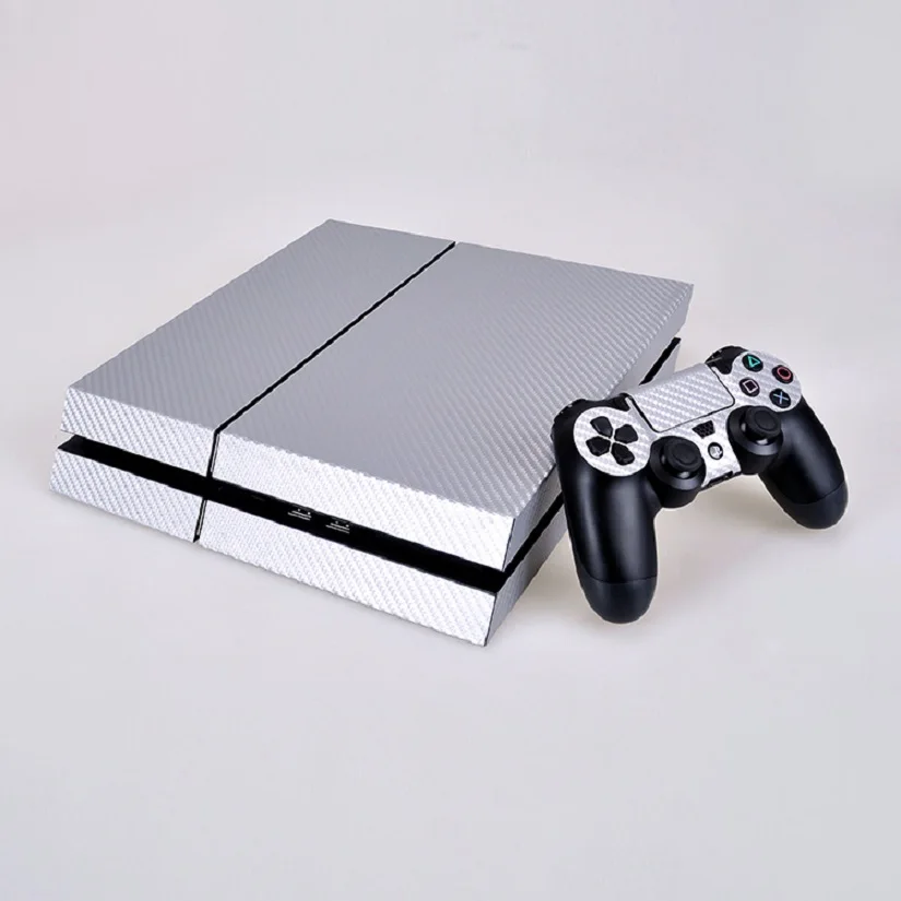Серебристая Наклейка из углеродного волокна для PS4 и Виниловая наклейка Sony PlayStation