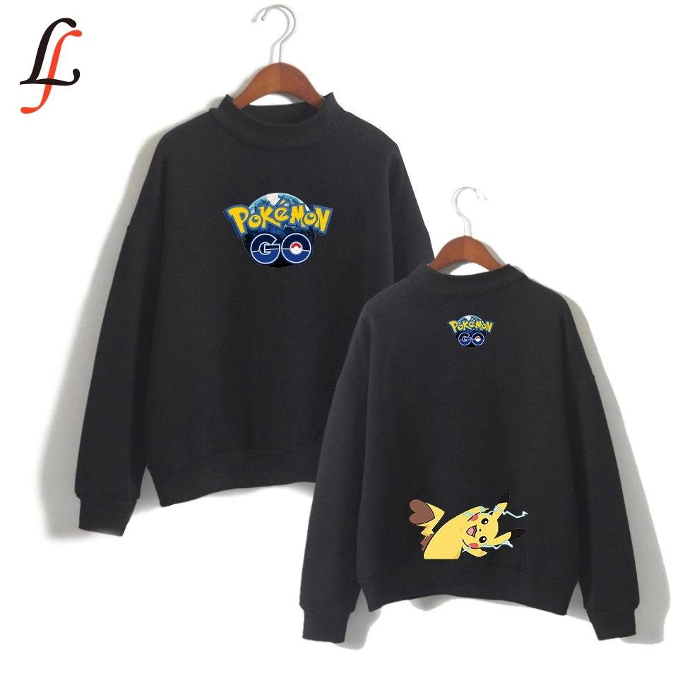 Толстовка с капюшоном и высоким воротом Pikachu Kpop Харадзюку Женская одежда