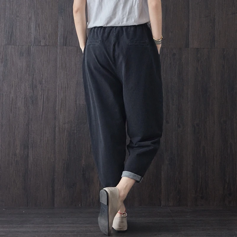Harem pants for women plus size loose denim jeans casual capris autumn spring elasitc waist new fashion high yfs0702 |