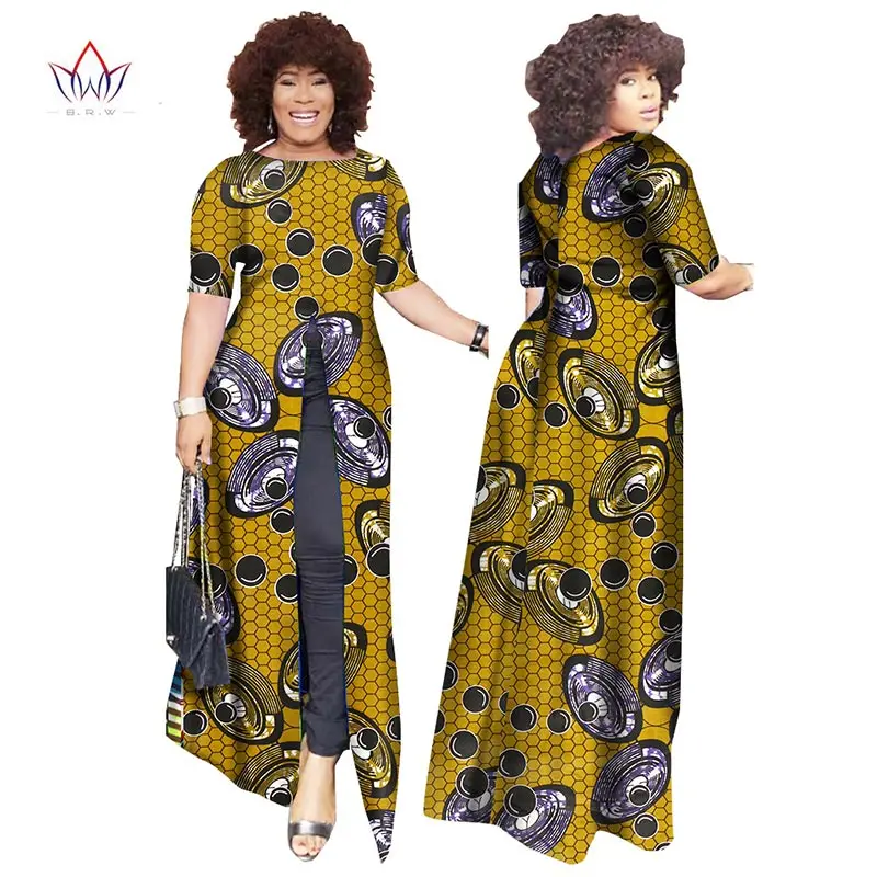 Африканский dashiki африканских платья повседневные Прямые сплит печати Африканский принт хлопок Одежда Сорочка африканского Femme brw WY852