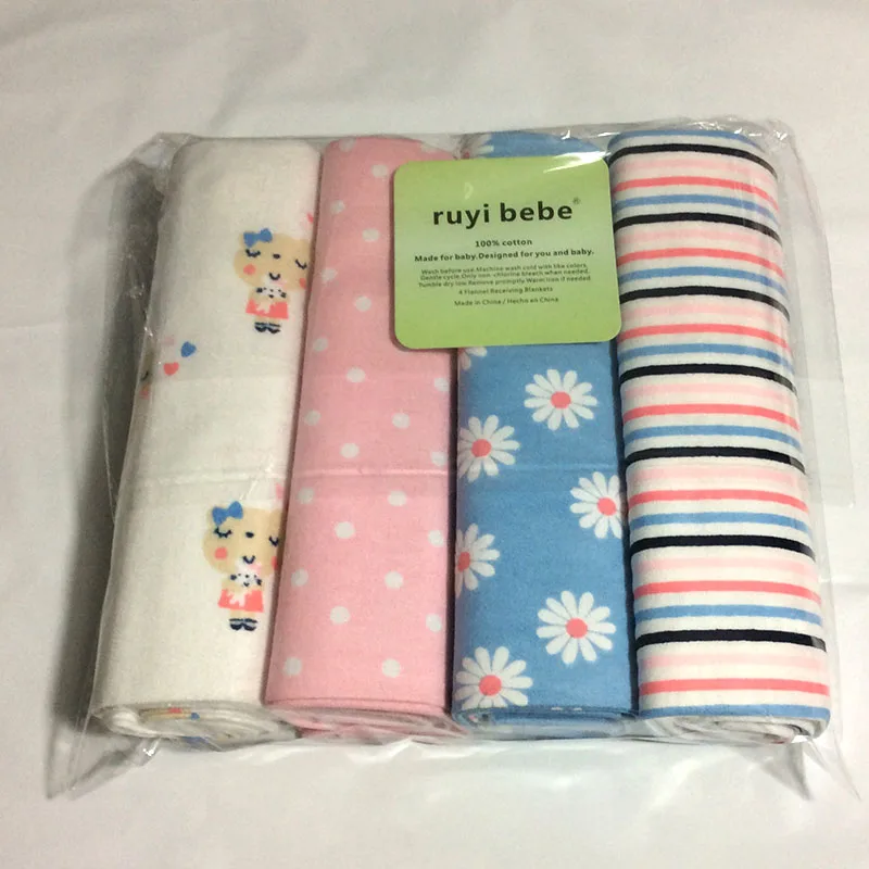 Жуи bebe 4 шт./упак. хлопок, очень мягкие фланелевые получения детское одеяло для пеленания ребенка про 76*76 см детские одеяла для новорожденных - Цвет: D01
