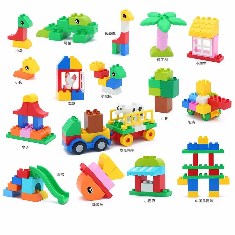 

40pcs/set Dino Valley Building Blocks Large particles Dinosaur Paradise Animal Model toys Compatible Duploe