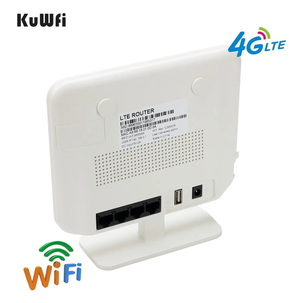 KuWFi разблокированный 4G LTE маршрутизатор 300 Мбит/с беспроводной роутер CPE& беспроводной модем AP LTE маршрутизатор с sim-картой Solt 2* 5Dbi антенны