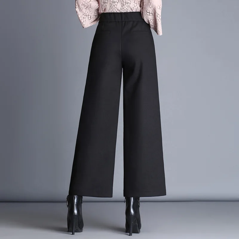 Брюки женские шерстяные с широкими штанинами на осень и зиму 2017 | Женская одежда