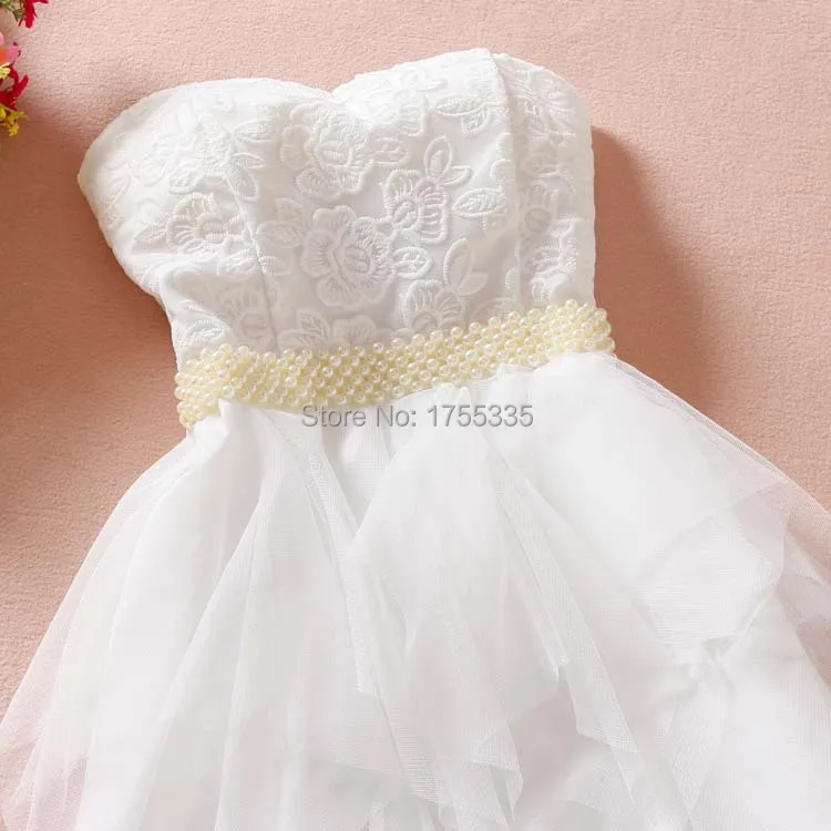 Новинка 2016 года Летнее платье с жемчугом для молодых девушек Милое кружевное