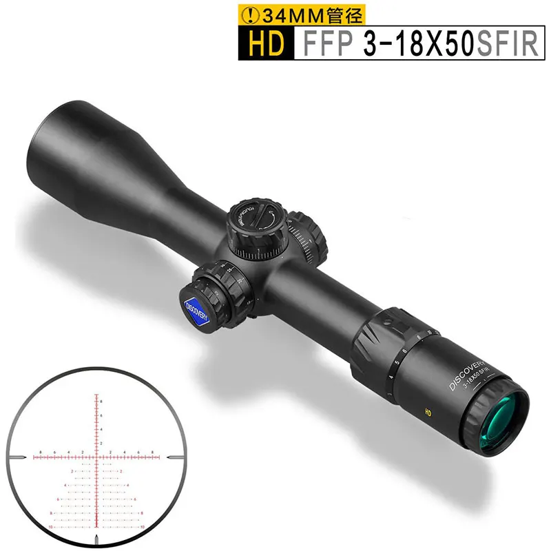 Обнаружение HD 3 18x50SFIR FFP охотничьи воздушные прицелы оптические 34 мм трубка