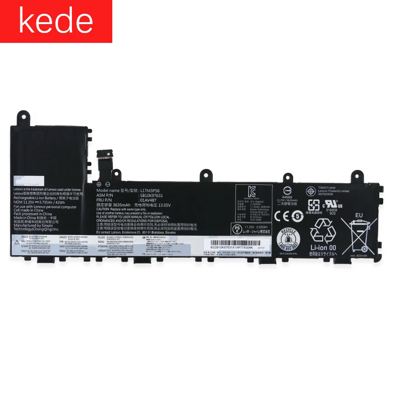 Kede ноутбук Батарея для lenovo Thinkpad 11e 20LQ 01AV487 3 сотового 42Whr L17L3P54 01AV486 SB10K97630