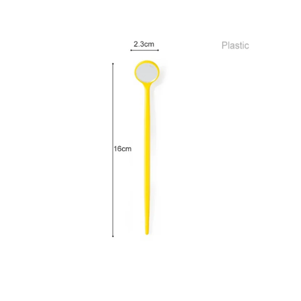Yellow Plastic Многофункциональное зеркало для наращивания ресниц из нержавеющей стали, портативное зеркало для чистки зубов и рта - Цвет: Yellow Plastic